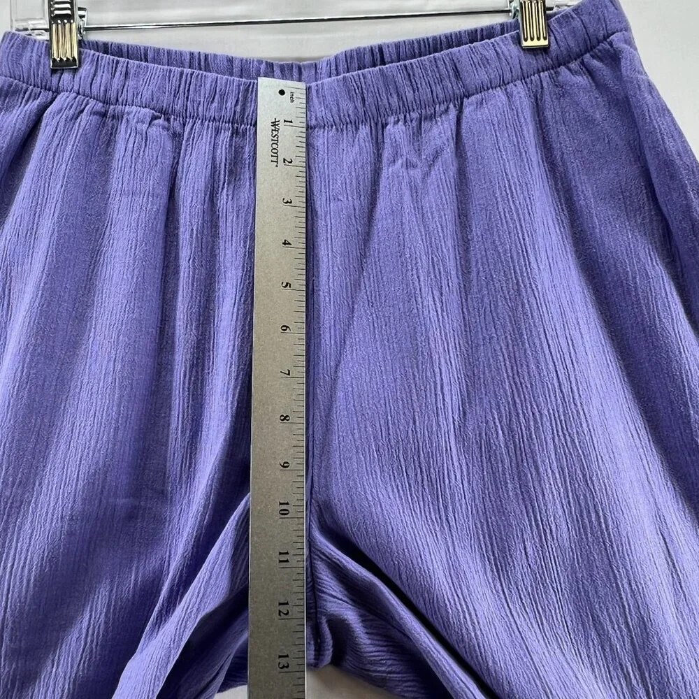 Appleseeds Crinkle Gauze Pull On Pants Womens 12P Elastic Waist High Rise Purple - Picture 8 of 10